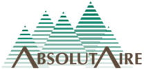 AbsolutAire logo with green triangle design and company name AbsolutAire logo with green triangle design and company name